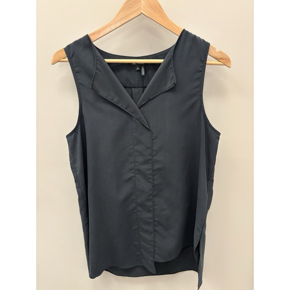 NIC+ZOE Tops - Nic And Zoe Women's S Top Black Sleeveless Asymmetric V Neck Collared Office